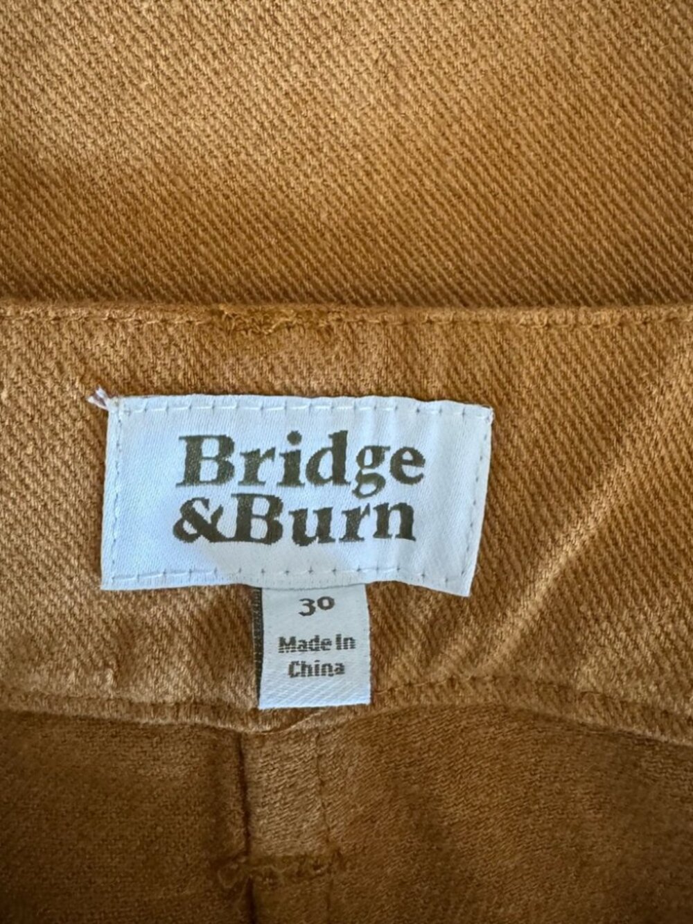 Bridge & Burn High Waisted Cropped Tan/Amber Pants - Picture 2 of 3